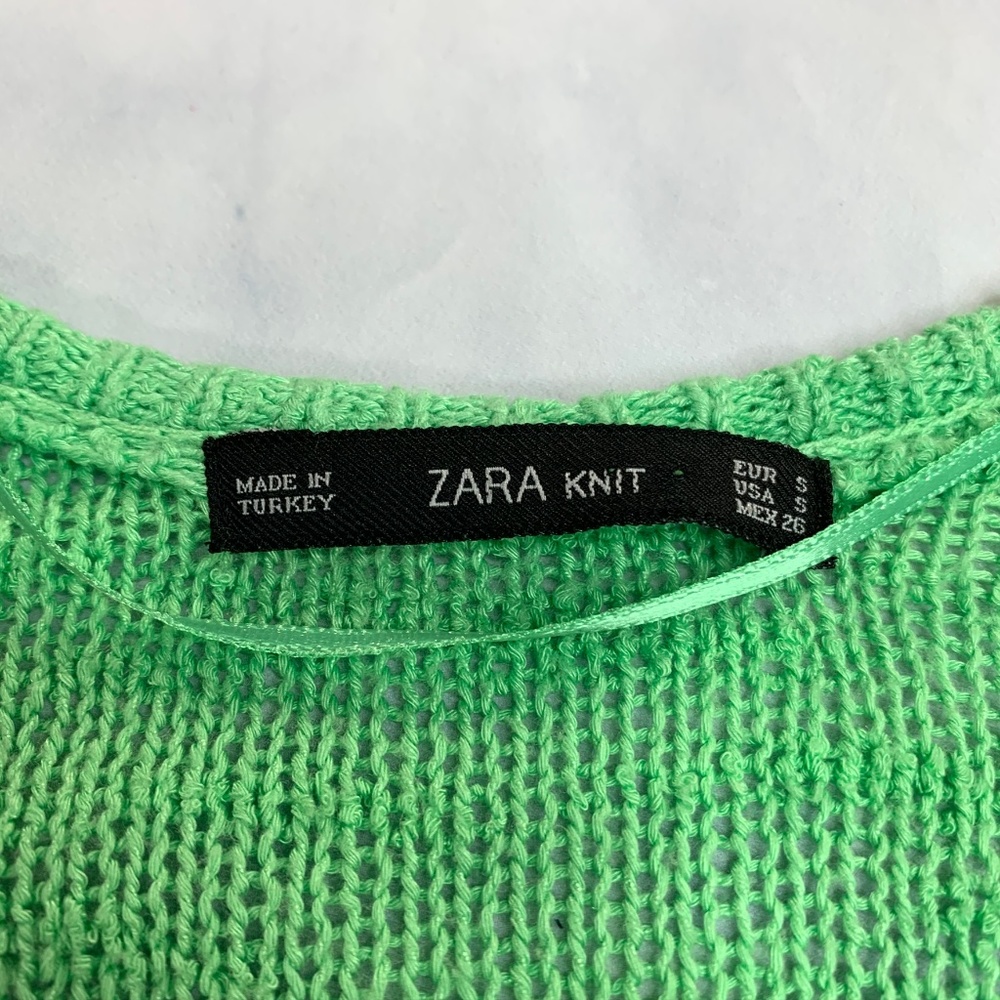 Zara Knit Bright Green Open Knit ScoopNeck Sweater - Picture 6 of 8